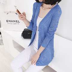 三福针织开衫2022春季新薄款女装复古慵懒风宽松V领毛衣上衣外套