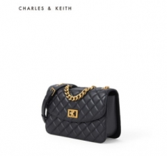 CHARLES＆KEITH小香风CK2-70701062-1金属链条菱格单肩包斜挎包女