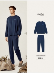 金利来男士圆领家居服套装春秋休闲居家可外穿氧肤衣睡衣套装