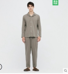 优衣库男装 AIRism棉混纺睡衣(长袖家居套装 凉感衣)447906UNIQLO