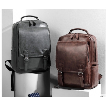 MK真皮双肩包男商务2020年新款时尚电脑旅行包大容量背包学生书包