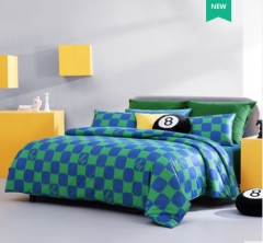 梦洁棋盘格纯棉60支长绒棉套件全棉床上四件套家用宿舍