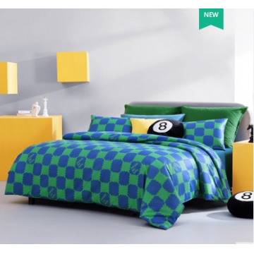 梦洁棋盘格纯棉60支长绒棉套件全棉床上四件套家用宿舍