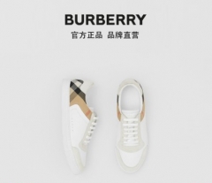 BURBERRY 男鞋 格纹麂皮拼皮革运动鞋 80241251