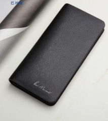 巴玛特时尚牛皮真皮钱包超薄长款男士票夹送男友皮夹青年简约钱夹