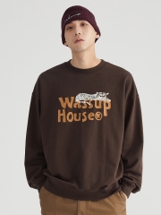 老虎植绒印花圆领卫衣男女宽松加厚情侣潮流上衣2021年新款