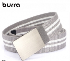 男士无孔帆布腰带平滑扣布料编织皮带年轻人时尚休闲百搭潮流裤带