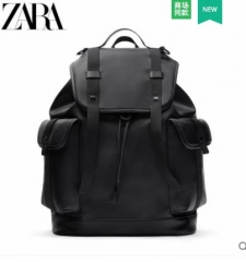 ZARA秋冬新款 男包 黑色大容量休闲双肩背包 13208920040